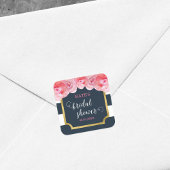 Rosa Roses Blau Streifen Brautparty Quadratischer Aufkleber