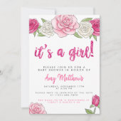 Rosa Roses Blumendusche Einladung (Vorderseite)