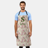 Rosa Roses Blumenküche Schürze Custom Monogram (Getragen)