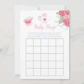 Rosa Roses Blumentee Party Baby Shower Baby Bingo Einladung (Vorderseite)