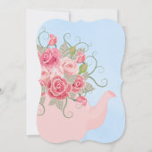 Rosa Roses Blumentee Party Kinderdusche Einladung (Rückseite)