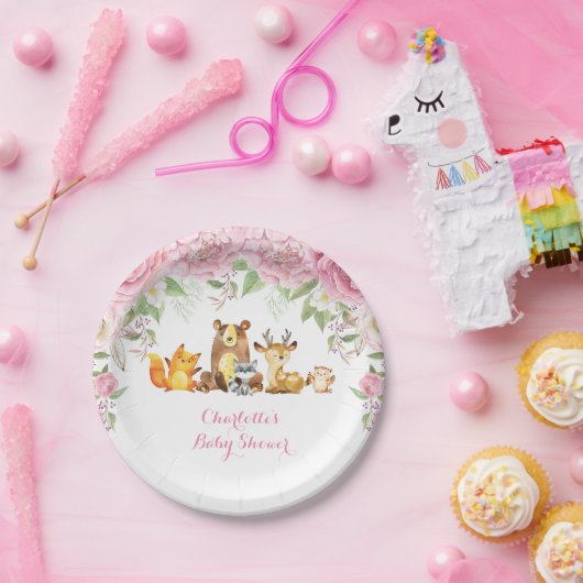 Rosa Roses Blumenwald Kinderdusche 7" Platten Pappteller (Party)