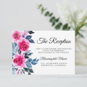 Rosa Roses Botanische Hochzeitsempfehlung Begleitkarte (Stehend Vorderseite)