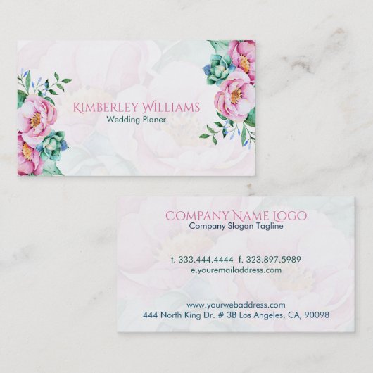 Rosa Roses Bouquet auf weißem Hintergrund Visitenkarte (Vorne/Hinten)