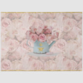 Rosa Roses Bouquet Gold Beere Crown Blue Decoupage Seidenpapier (Vorderseite)