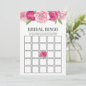 Rosa Roses Brautparty Bingo Game Card Einladung (Stehend Vorderseite)