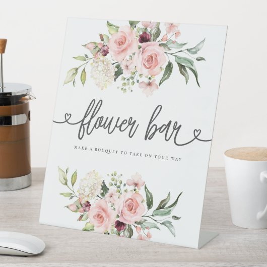 Rosa Roses Brautparty Blume Bar Sockelschild (In Situ)