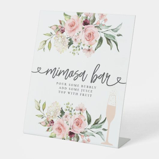 Rosa Roses Brautparty Blume Bar Sockelschild (Vorderseite)