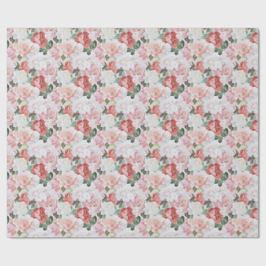 Rosa Roses Brautparty Geschenkpapier (Flach)