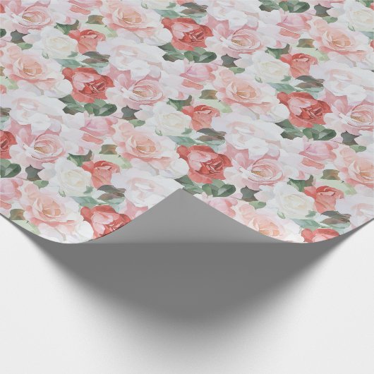 Rosa Roses Brautparty Geschenkpapier (Ecke)