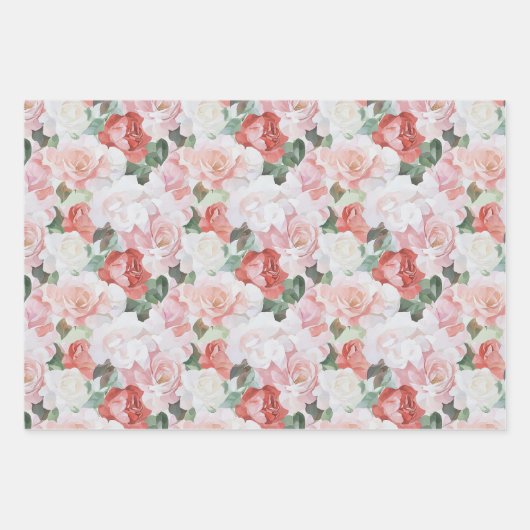 Rosa Roses Brautparty Geschenkpapier Set (Vorderseite)