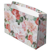 Rosa Roses Brautparty Große Geschenktüte (Rückseite Schrägansicht)