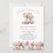 Rosa Roses Brautparty Teezeremonie Einladung (Vorderseite)