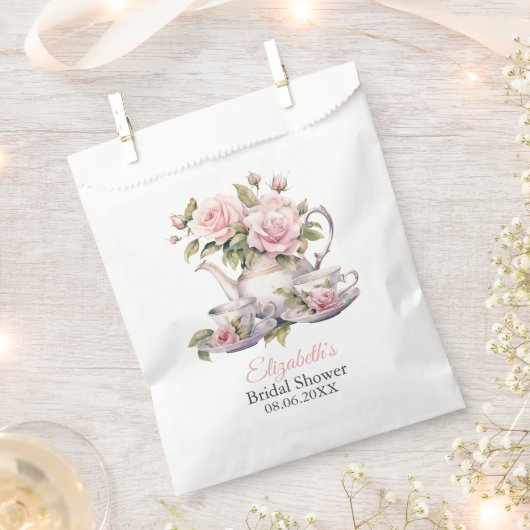Rosa Roses Brautparty Teezeremonie Geschenktütchen (Ausgeschnitten)