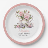 Rosa Roses Brautparty Teezeremonie Pappteller (Vorderseite)