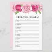 Rosa Roses Brautparty Word Scramble Game Card (Vorne/Hinten)