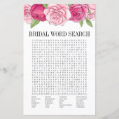 Rosa Roses Brautparty Word Search Game Card (Vorderseite)