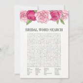 Rosa Roses Brautparty Word Search Game Card Einladung (Vorderseite)