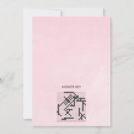 Rosa Roses Brautparty Word Search Game Card Einladung (Rückseite)