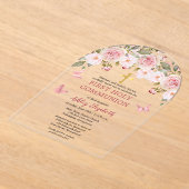 Rosa Roses Butterflies Floral Erste Heilige Kommun Acryleinladungen (Ablage )