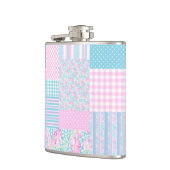 Rosa Roses Butterflies Imitate Patchwork Hip Flask Flachmann (Links)