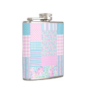 Rosa Roses Butterflies Imitate Patchwork Hip Flask Flachmann (Rechts)