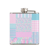 Rosa Roses Butterflies Imitate Patchwork Hip Flask Flachmann (Rückseite)