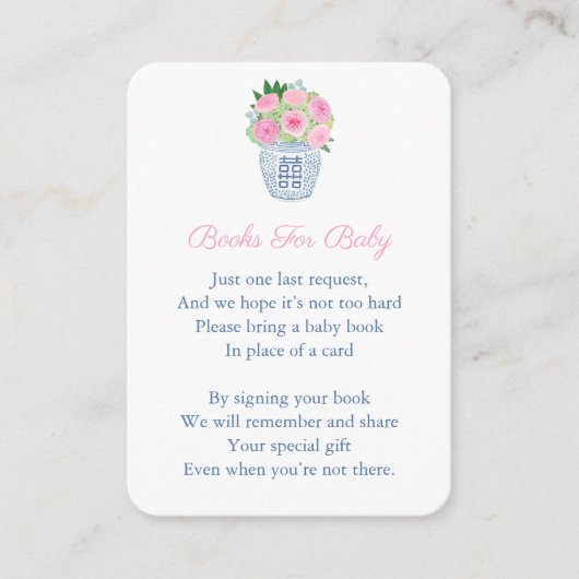 Rosa Roses Chinoiserie Bringen Sie eine Babydusche Begleitkarte (Vorderseite)