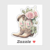 Rosa Roses Cowgirl Boots Aufkleber (Blatt)