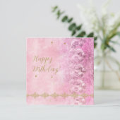 Rosa Roses Damask Grunge - Grußkarte Feiertagskarte (Stehend Vorderseite)