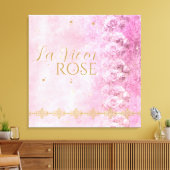 Rosa Roses Damask Grunge - Wrapped Canvas Leinwanddruck (Insitu (Wohnzimmer))