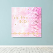 Rosa Roses Damask Grunge - Wrapped Canvas Leinwanddruck (Insitu (Holzboden))