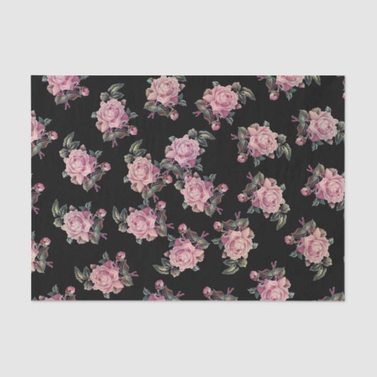 Rosa Roses Dark Floral Pattern Shabby Chic Party Seidenpapier (Vorderseite)