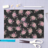 Rosa Roses Dark Floral Pattern Shabby Chic Party Seidenpapier (Handwerk)