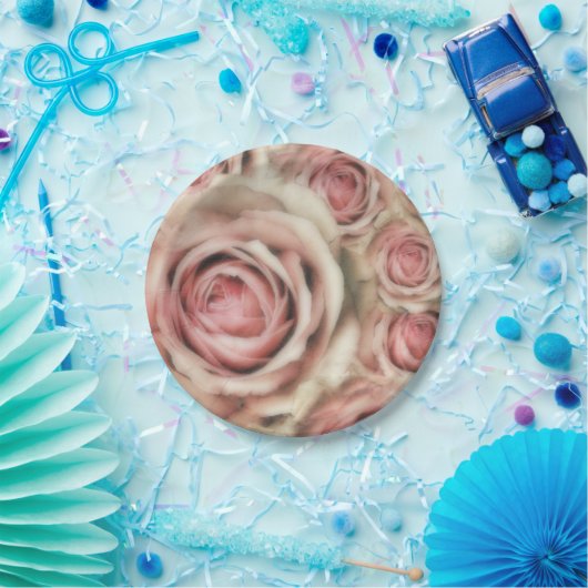 Rosa Roses Elegantes Brautparty Party Pappteller (Party)