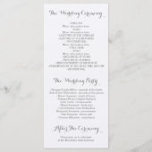 Rosa Roses Elegantes Hochzeitsprogramm für Wasserf Programm (Rückseite)