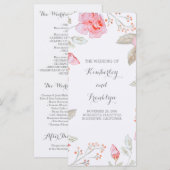 Rosa Roses Elegantes Hochzeitsprogramm für Wasserf Programm (Vorne/Hinten)