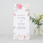 Rosa Roses Elegantes Hochzeitsprogramm für Wasserf Programm (Stehend Vorderseite)