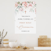 Rosa Roses Erste heilige Kommune Begrüßungszeichen Poster (Küche)