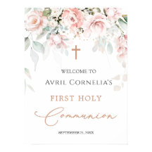 Rosa Roses Erste heilige Kommune Begrüßungszeichen