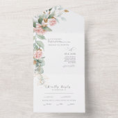 Rosa Roses Eukalyptus Beide Eltern Hochzeit alles All In One Einladung (Innen Boden)