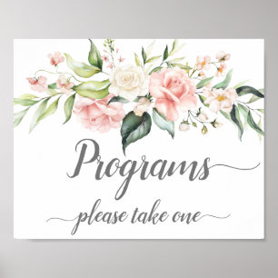 Rosa Roses Eukalyptus Weddingprogramme unterzeichn Poster
