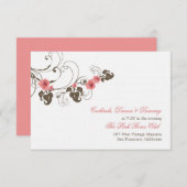 Rosa Roses Fleur Elegante Hochzeitsempfang Einladung (Vorne/Hinten)