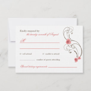 Rosa Roses Fleur Elegante Wedding RSVP Card