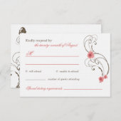 Rosa Roses Fleur Elegante Wedding RSVP Card (Vorne/Hinten)