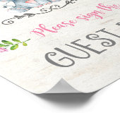 Rosa Roses Floral Elephant Baby Gästebuchsignatur Poster (Ecke)