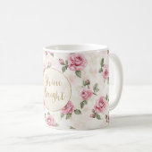 Rosa Roses Floral Gold Glitzer Shine Bright Kaffeetasse (VorderseiteRechts)