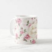Rosa Roses Floral Gold Glitzer Shine Bright Kaffeetasse (Vorderseite Links)