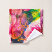 Rosa Roses Floral Gold Jugendstil Handtuch Badhandtuch Set (Waschlappen)