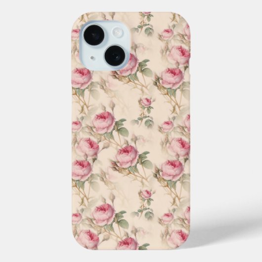 Rosa Roses Floral iPhone 15 Handy Case Cover (Rückseite)